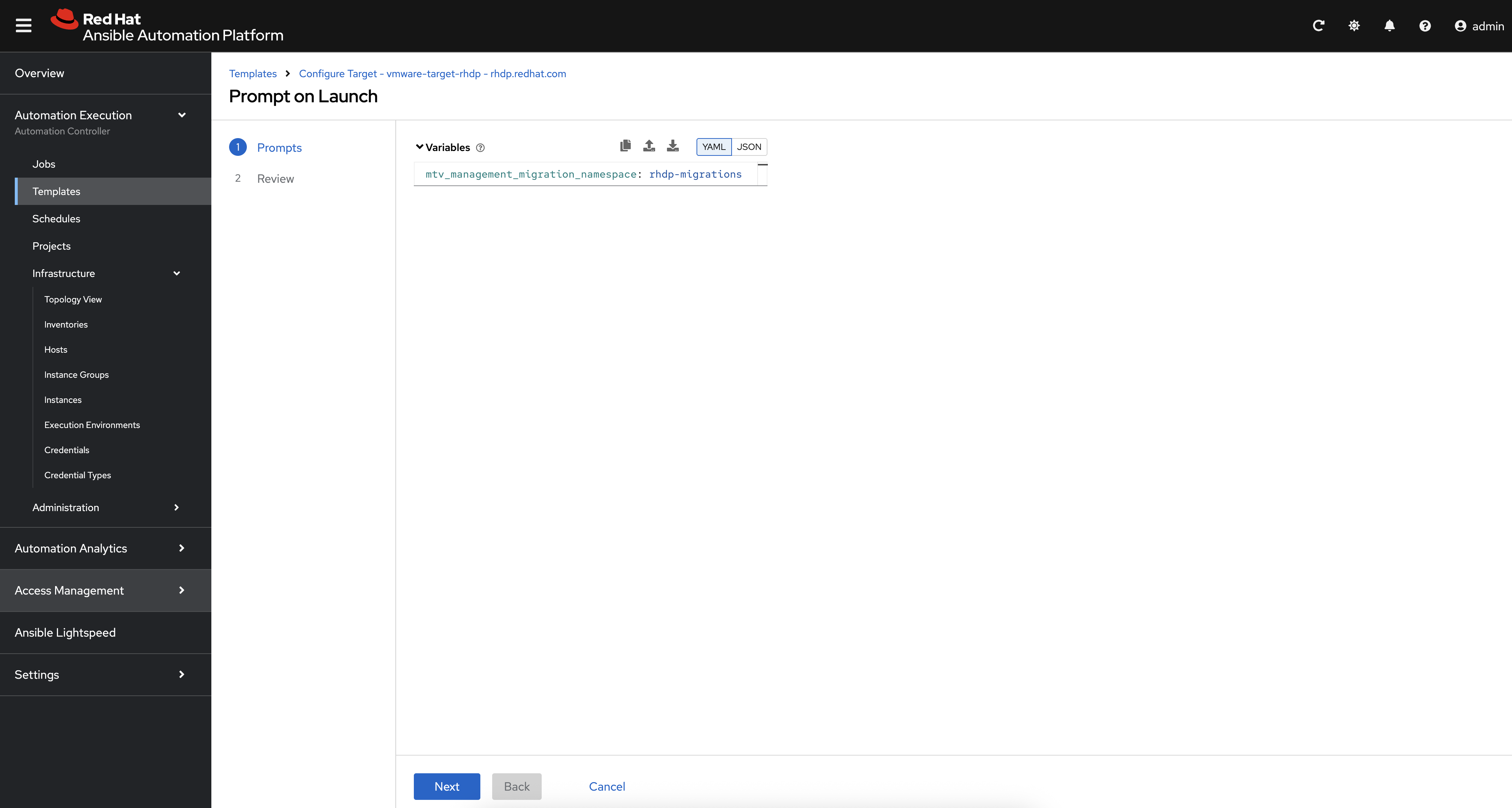AAP Migration Namespace Automation
