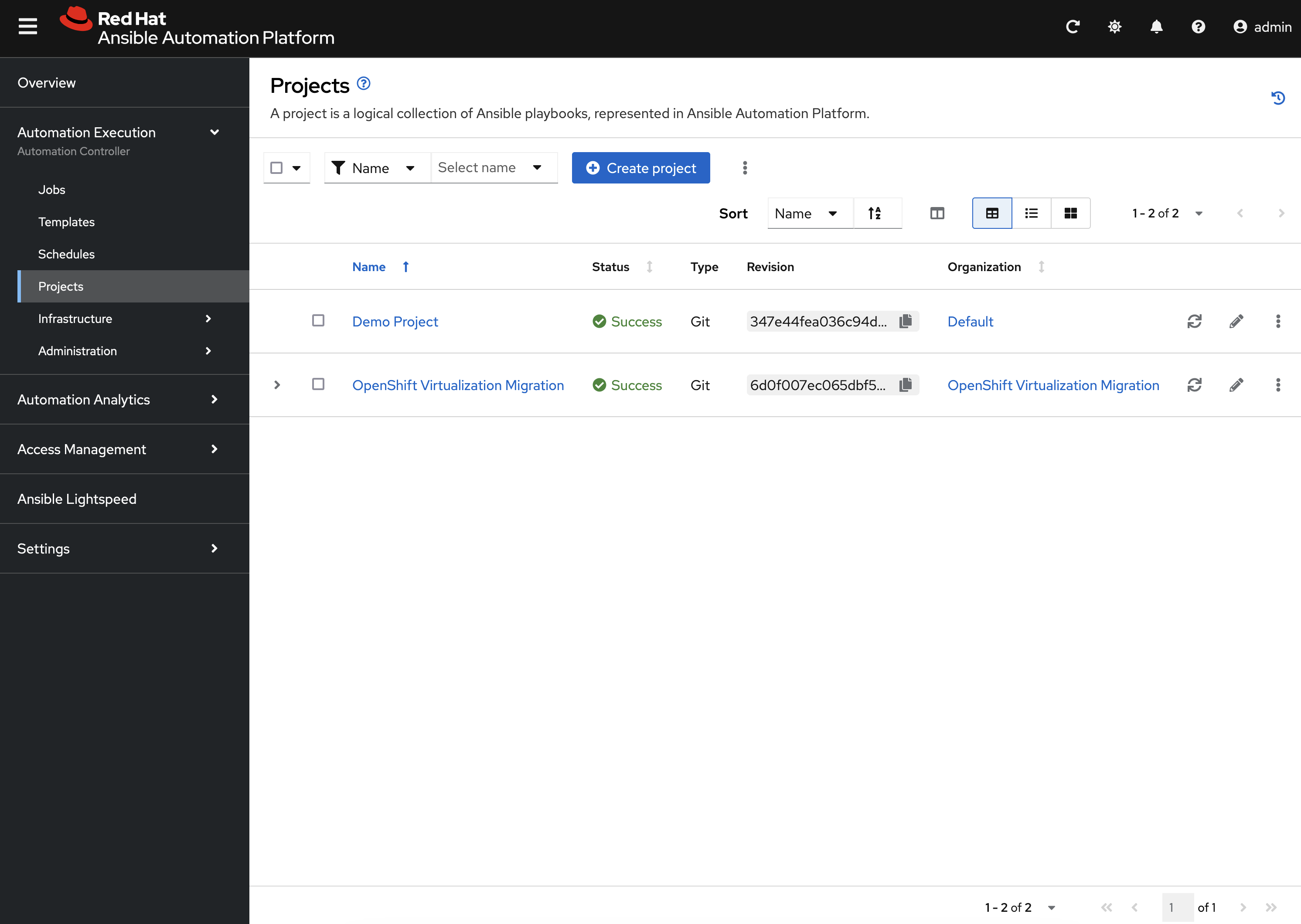 Ansible Automation Platform Projects