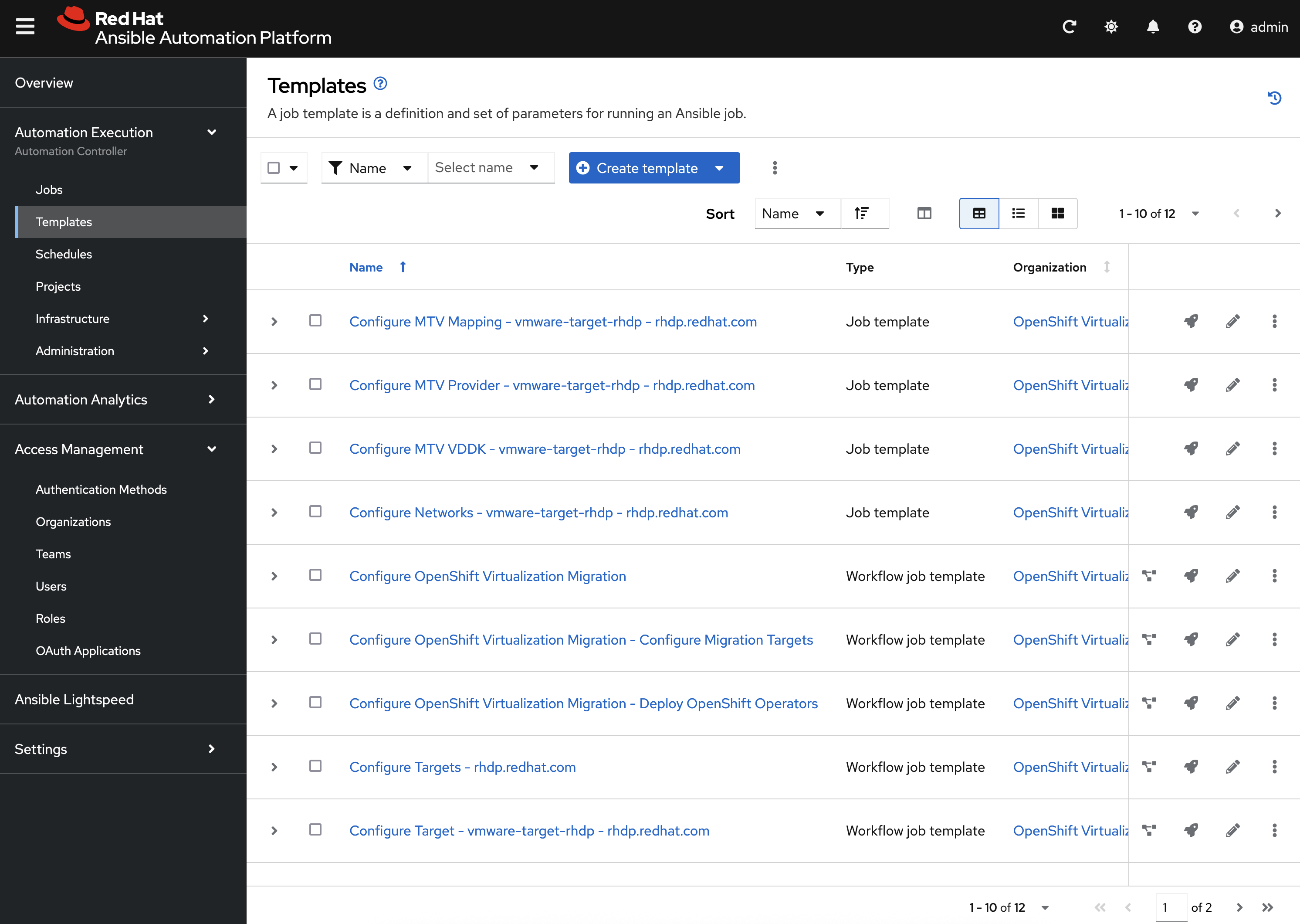 Ansible Automation Platform Templates