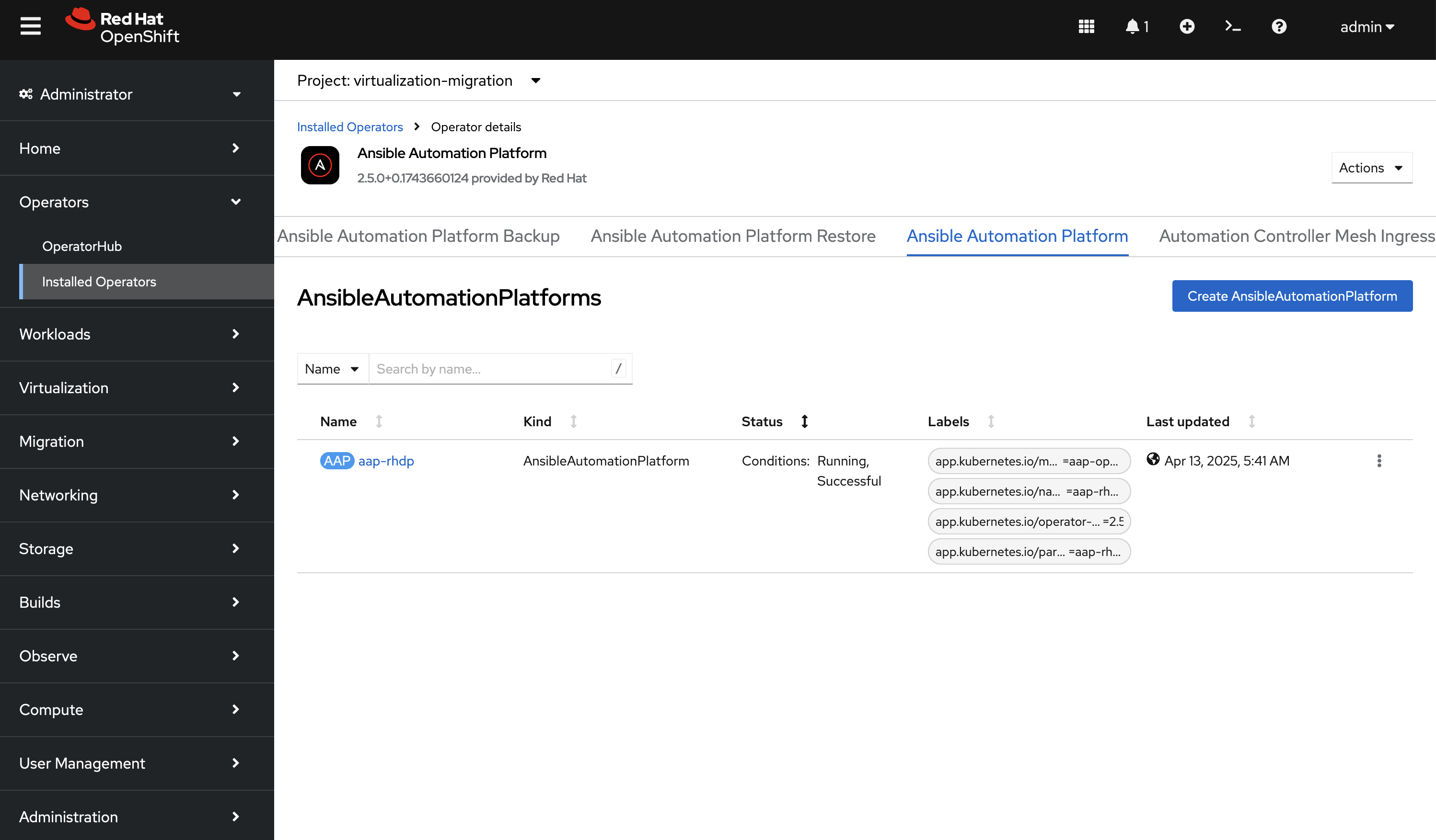 Ansible Automation Platform Instances