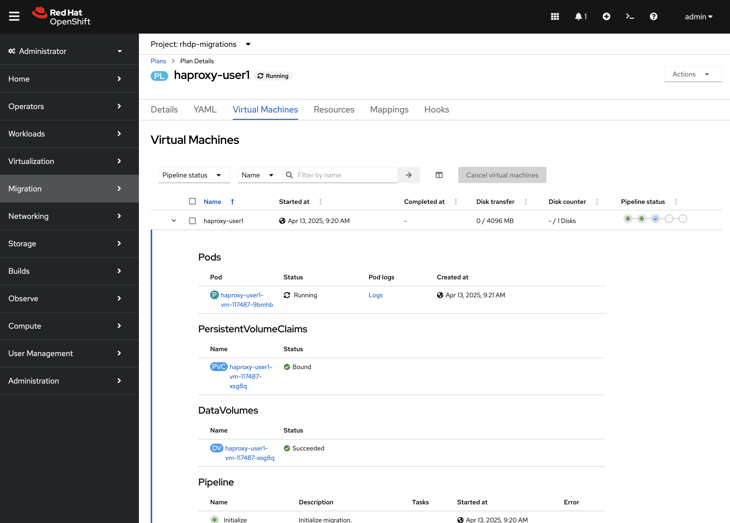 MTV Plan Virtual Machine Details